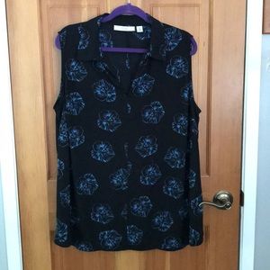 Sejour sleeveless blouse 16W split neck collar